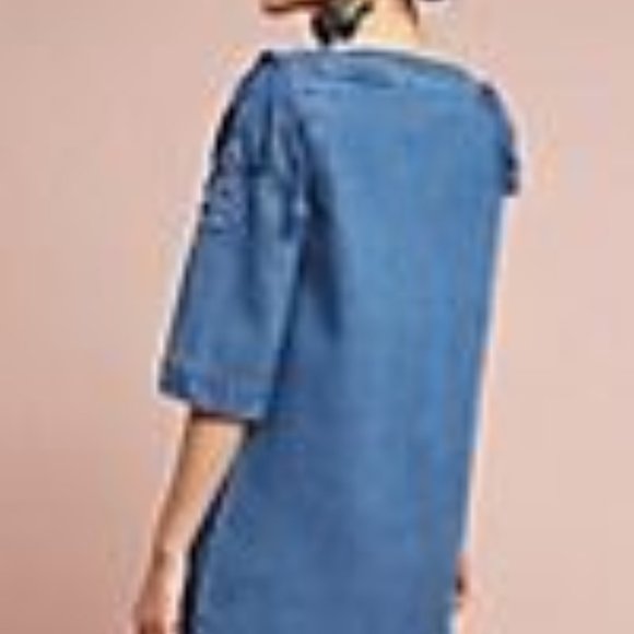 Anthropologie Denim Open-Shoulder Shift Dress - Picture 3 of 7